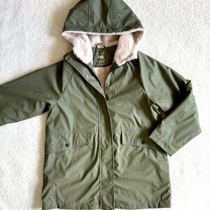 Zara Kids water resistant rubberized faux fur Adirondack coat jacket